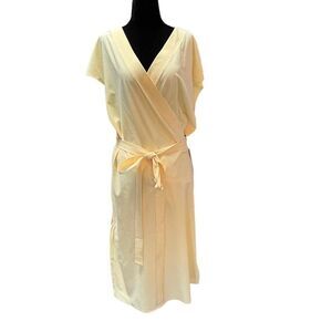 Athleta Womens Yellow Short Sleeve Midi V-Neck Wrap Dress Size 3X